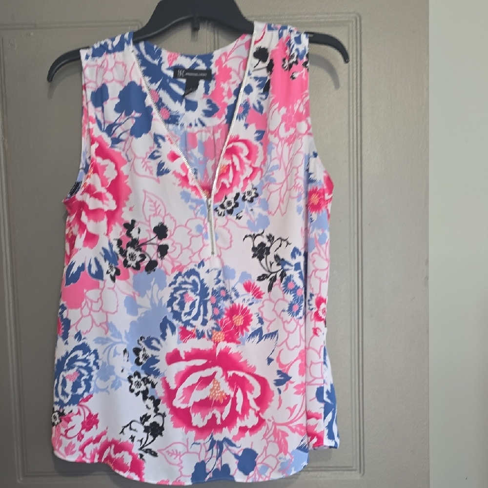 INC International Concepts Pink and Blue Floral Blouse